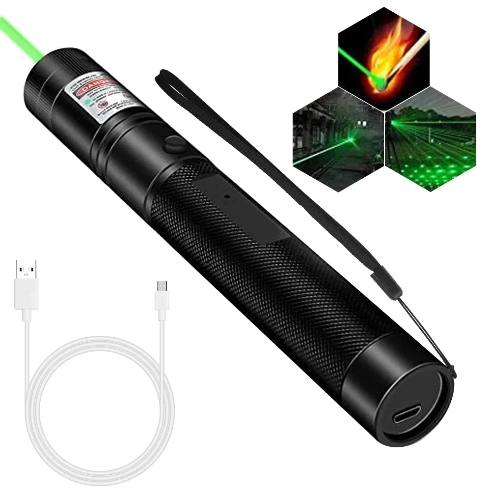 High Power Adjustable Focus 303 Green Red Purple USB Rechargeable Laser Pointer