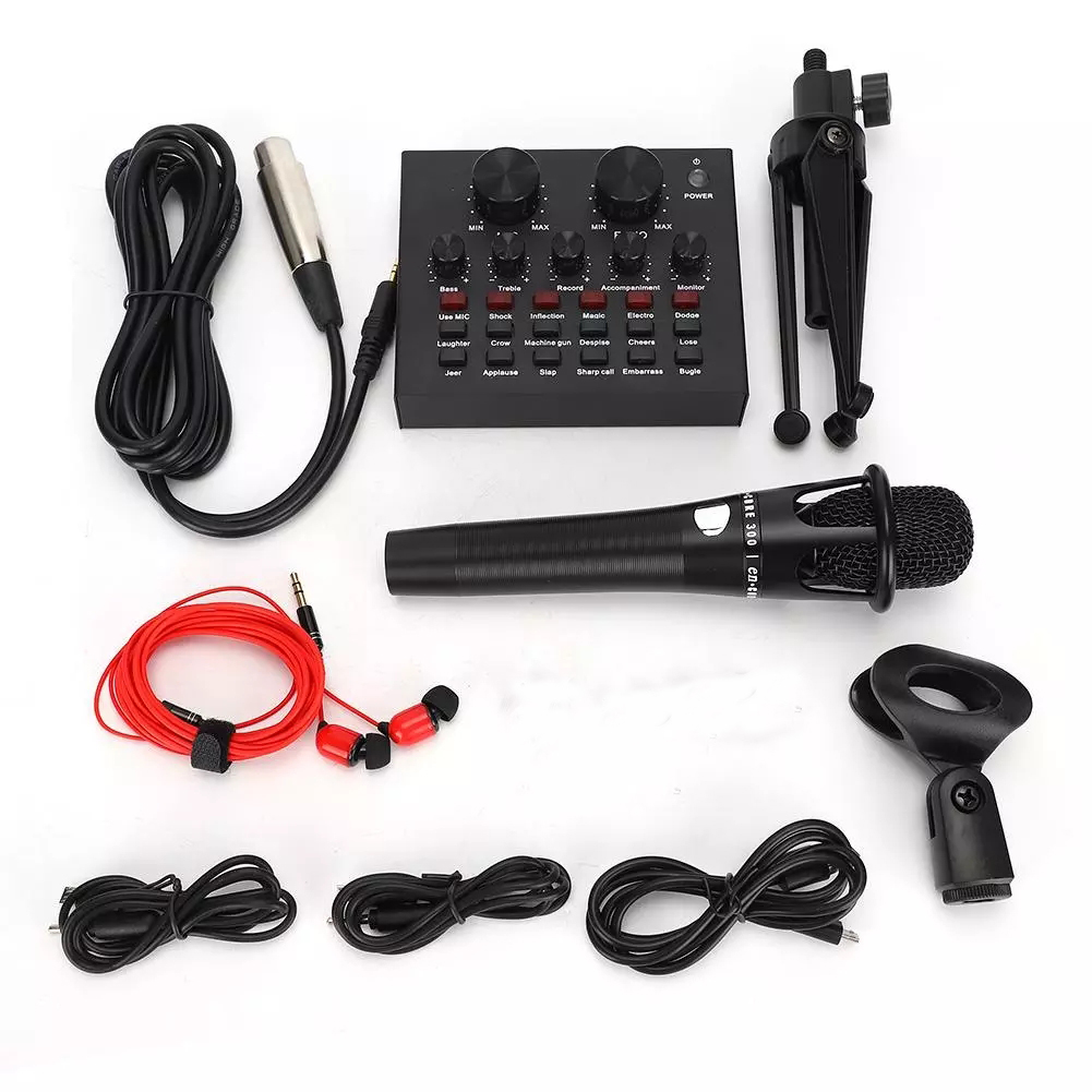 Factory Direct Sell V8 Sound Card Karaoke Studio Recording Voice changer Sound Card For Live Stream