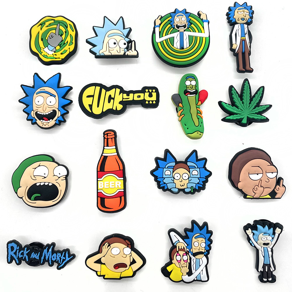 Gaby Rick Morty Мультяшные милые Подвески для обуви цветок декоративная застежка ПВХ мягкий клей забавные мультяшные садовые подвески для обуви