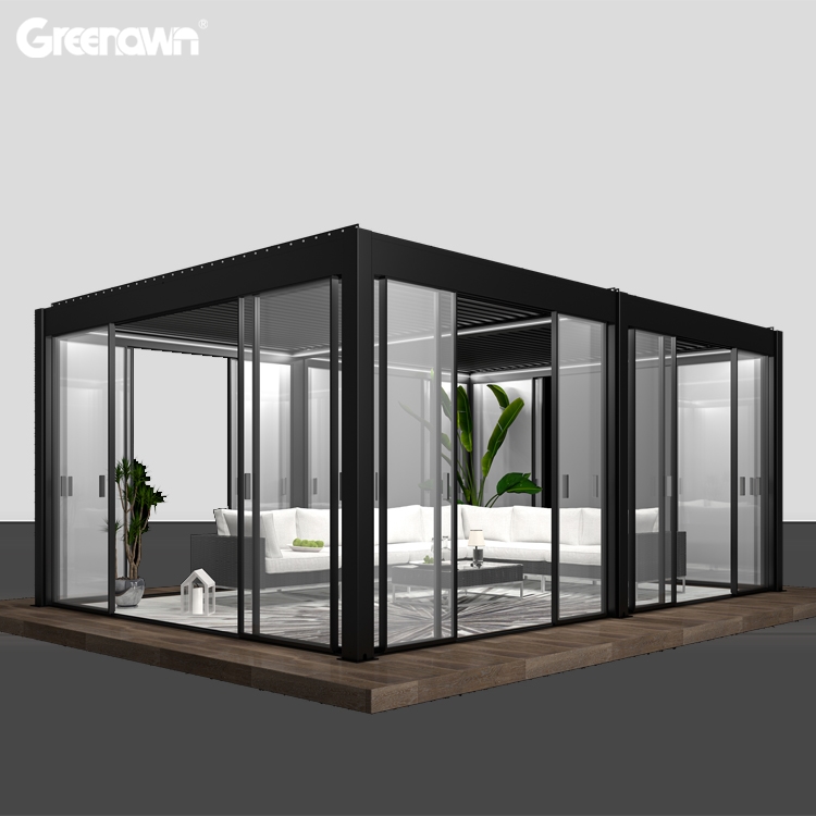 Sustainable Customized waterproof smart ECO FRIENDLY Waterproof Aluminum Outdoor Pergola Gazebo with Louvers