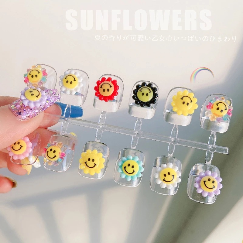 Sun Flower Nail Jewelry Three-dimensional Colorful Smiley Nail Decoration