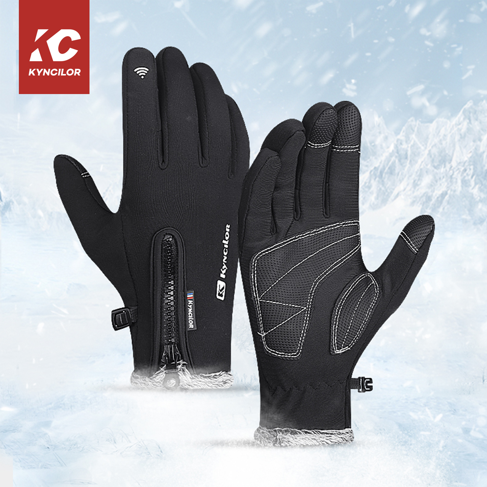 Kyncilor Touchscreen fleece winter motorbike gloves Waterproof Cycling motorcycle for Men Women