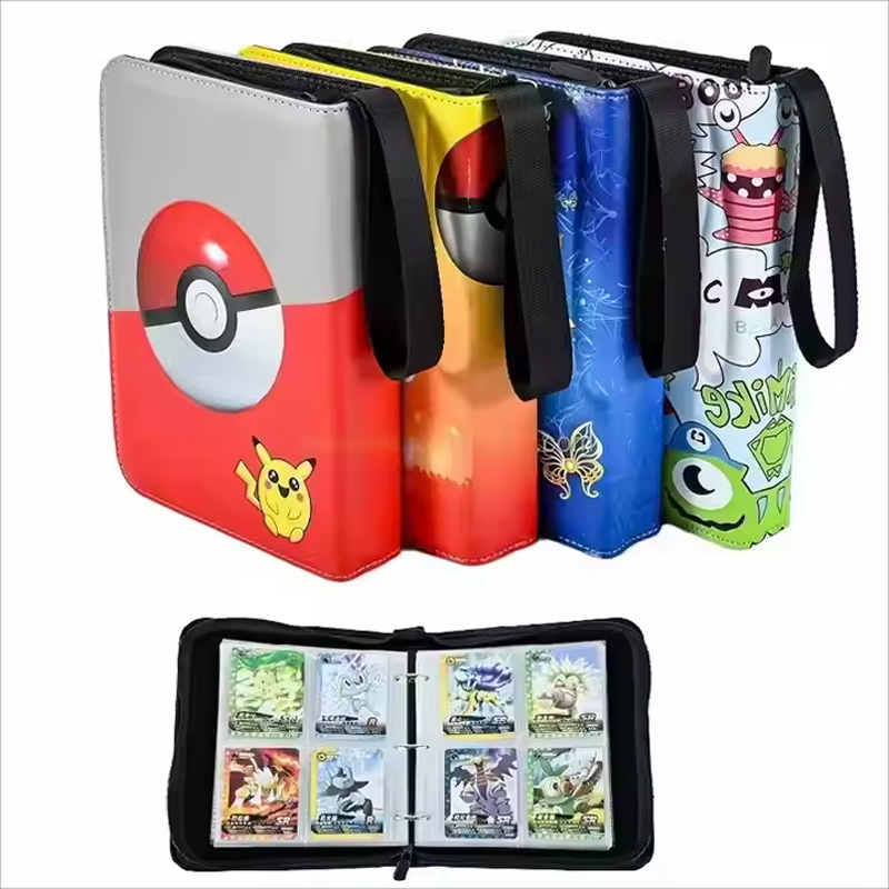 Wholesale 4 Pockets Zippered Pokemo Portable Card Holder Collection Ard Album Folders