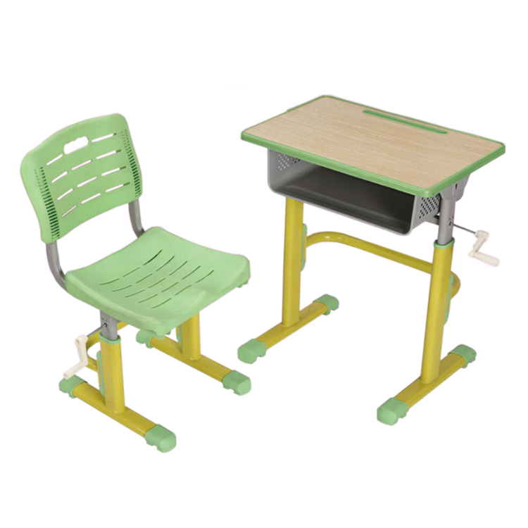 Adjustable classroom student desk with chair set