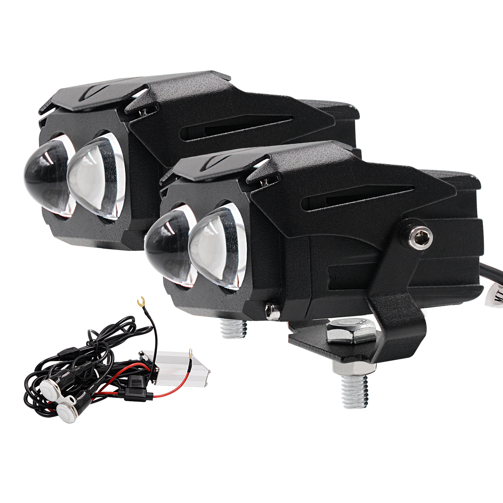 WUPP Waterproof Motorbike Lighting System Phare 2 Lens Flash 12V Classic Bracket Motorcycle Led Headlight