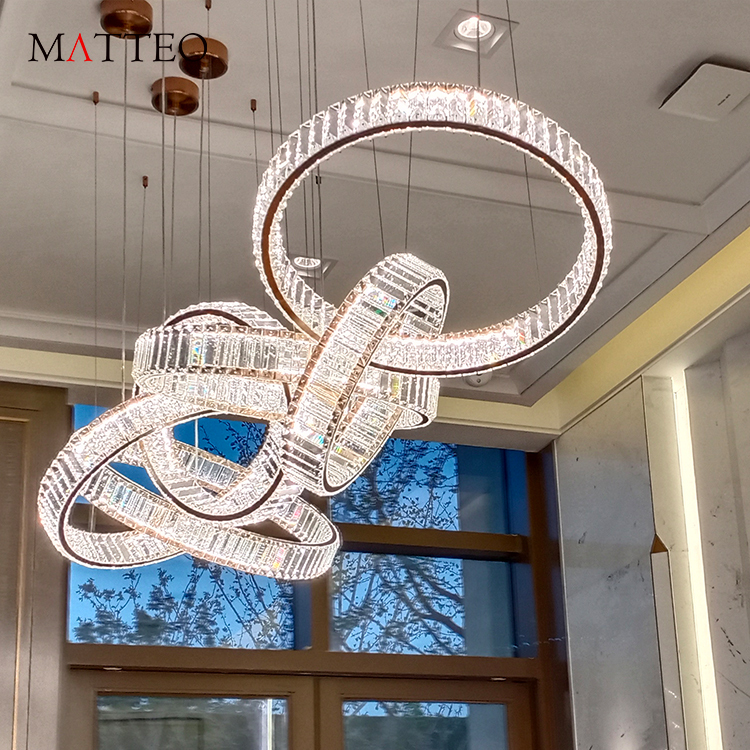 Professional Quality Fabric Stainless Steel Custom Villa Commercial Center Hotel Modern Luxury Led Chandelier Light