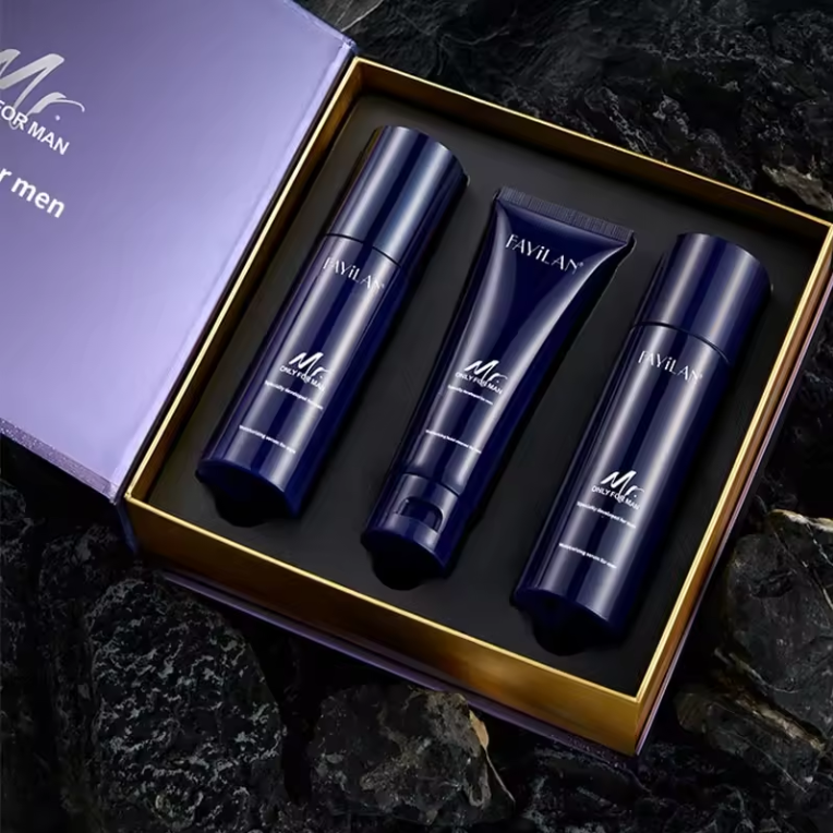 OEM Skin Care Set For Male w/ Toner Facial Lotion Face Wash Hydrating Water Oil Balance 3-Step Routine Mens Facial Skincare Kit