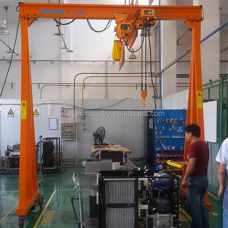 500kg 1ton 2ton 3ton mobile portable mini 4 wheels gantry crane with hoist