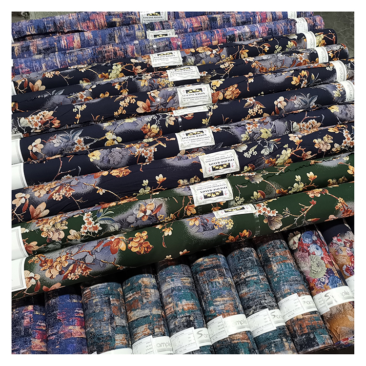 Shaoxing stocklot цифровая печать вискоза ткань со склада/сделать новый заказ цифровая печать выпирания challis Пряжа Ткань