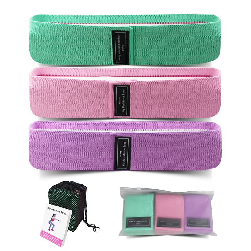 Union Deal Custom Logo Printed Yoga Gym Exercise Fitness Practice Hip Leg Circle 3PC Braided Resistance Band Set