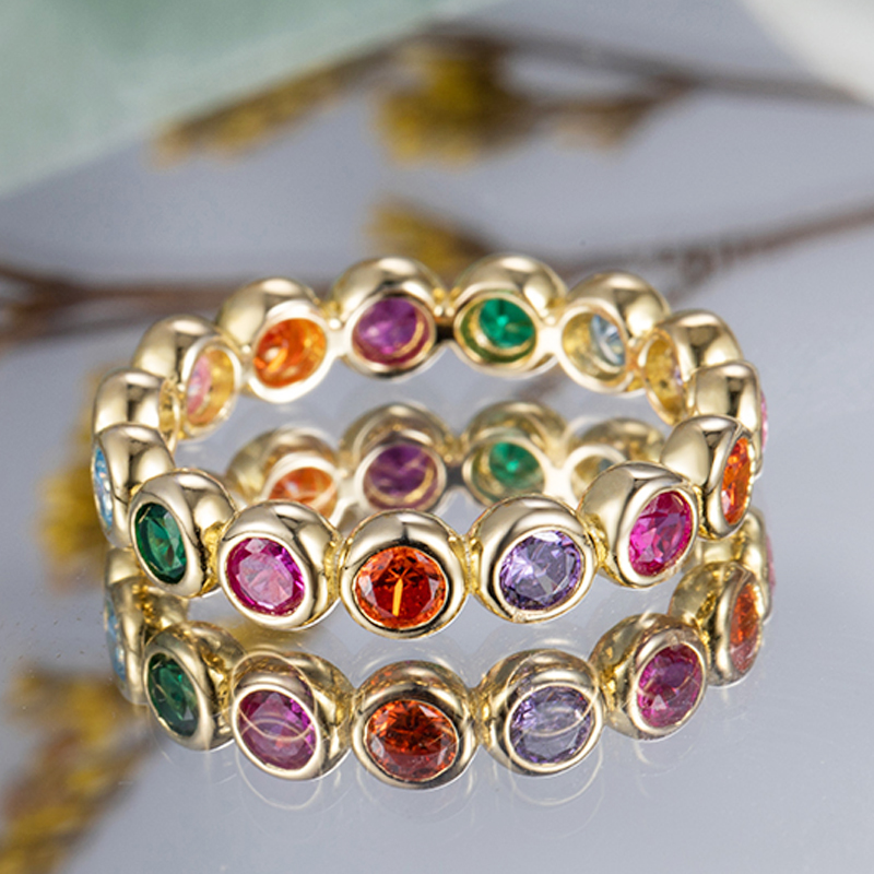 Дизао de Joyas New Trendy Fine Colours Cz Diamonds Lab Gemstones Ring Jewelry Sterling 925 Gold Silver Plated Rings For women