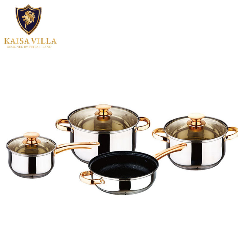 KAISA VILLA (W2001), оптовая продажа, набор кухонных кастрюль, посуда, кастрюли из нержавеющей стали, набор кухонной посуды (2 набора/картонная коробка)