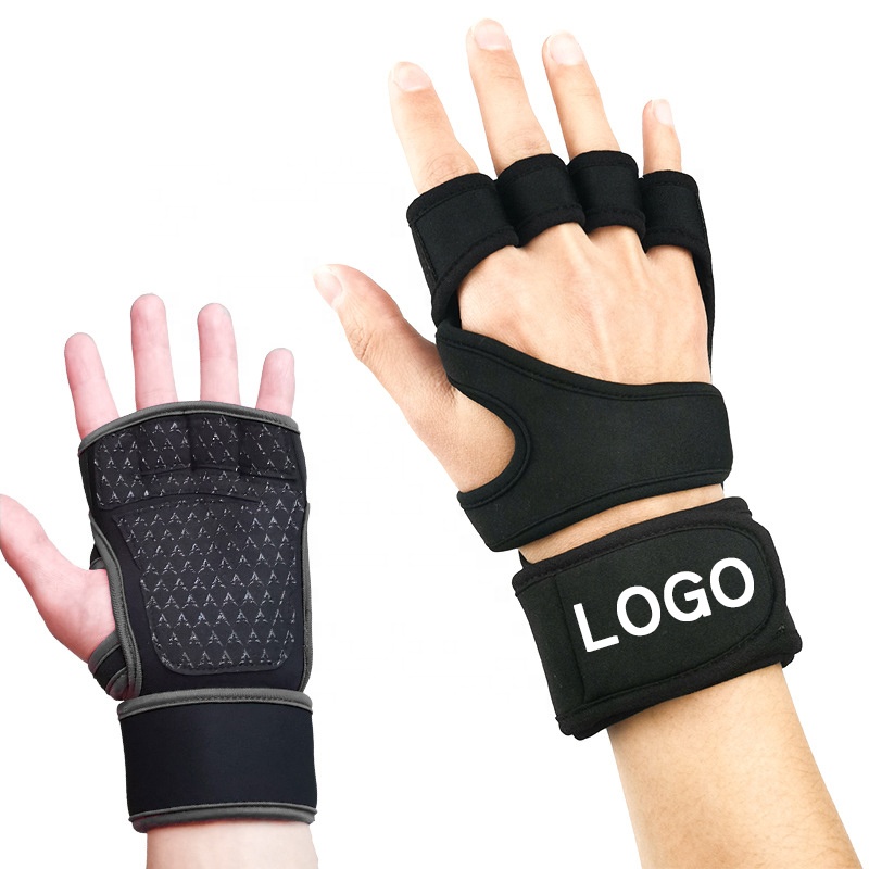 Custom logo Weight Lifting Gloves Gym Workout Fitness with Built-In Wrist Wraps for Pull Ups, Cross Training, Fitness