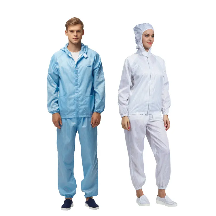 Custom Waterproof Overall Cleanroom Jacket Suit Hooded Anti Static Esd Clothing