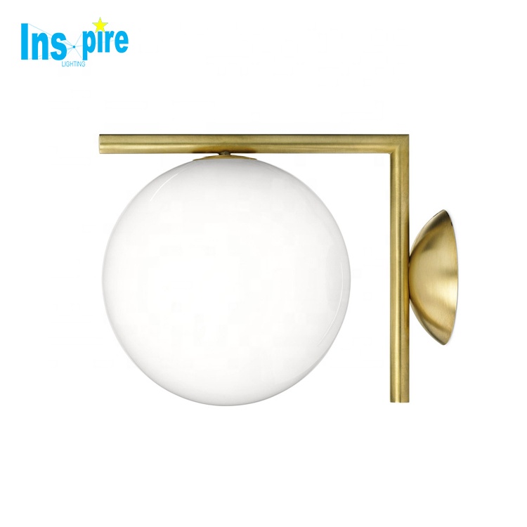 Hot selling nordic design gold color wall light indoor decorative glass wall lamp