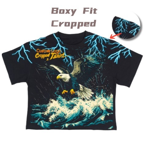 240 Gsm Custom Logo Blank HeavyWeight Boxy Fit Cropped T-shirt 100% Cotton Oversize Blank Streetwear Drop Shoulder T Shirt