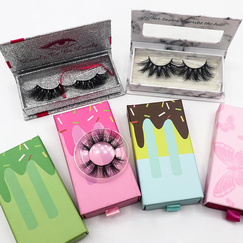 Private Label Magnetic Natural Fake Lashes Case Book Luxury Box Packaging 20Mm 30Mm Real Mink Wispy 3D Faux Eyelashes Vendor