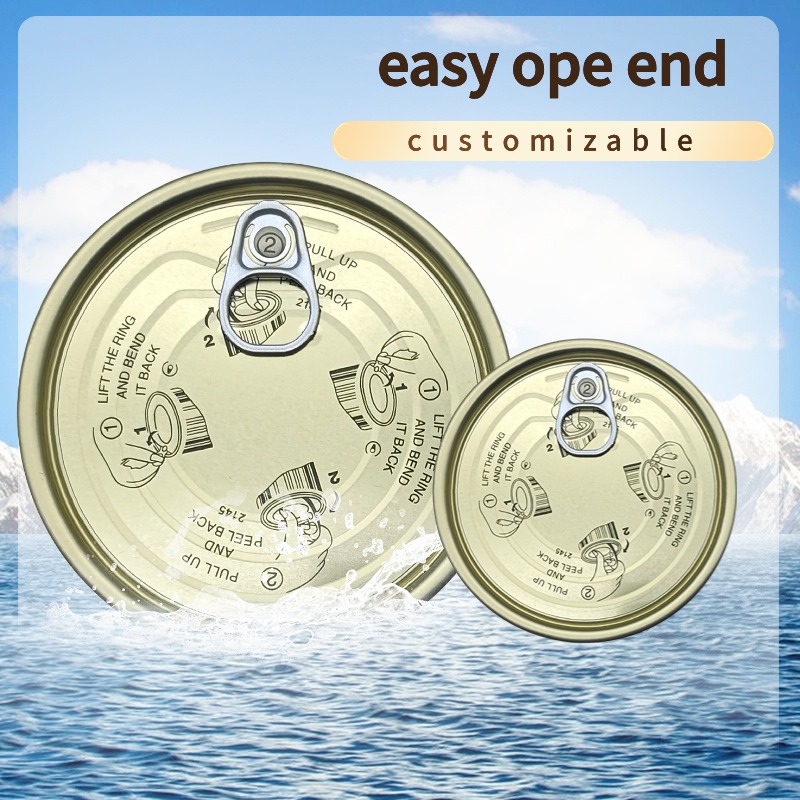 214 # 69.9mm Tinplate / TFS Easy Open End Round Tin Cans With Easy Open Lid For canned Fish Can