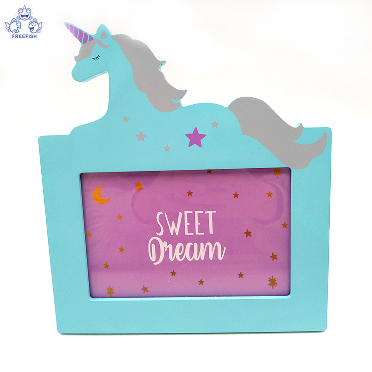 Multiple Colors Customize Picture Frame Wooden Personalized Unicorn Cartoon Photo Frame for Children