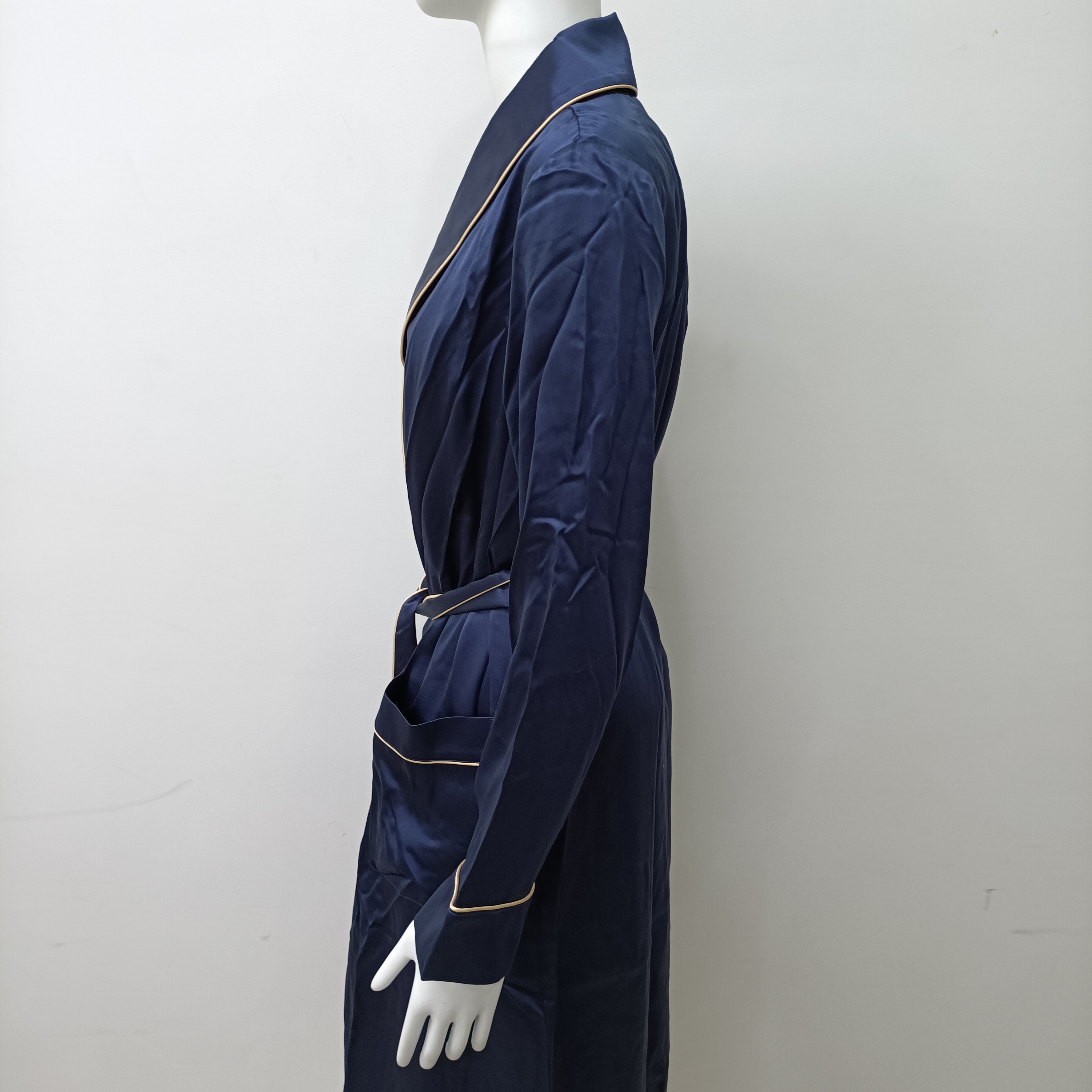 Sleeping wear blue sexy long robe women's sleeping robes satin 100% silk pajamas