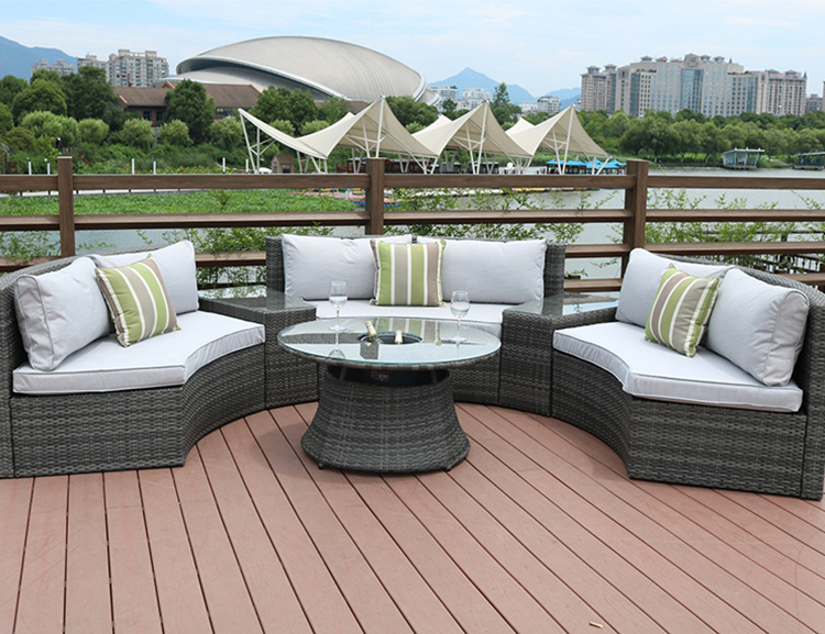 Newest Design U Shape Poolside Rattan Outdoor Sofa Sets Wicker Furniture Sets