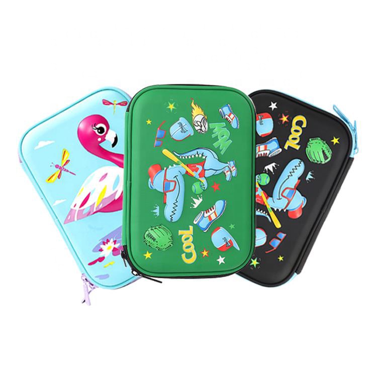ready stock Discount diy custom stationery color 3D cartoon school leather eva cute unicorn pencil case for kids