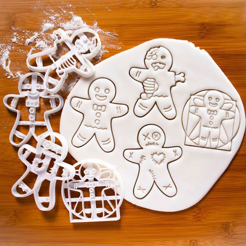 Saffron Gingerman 4 Design Cheap Price High Quality Christmas Gingerbread Man Cookies Cutter Molds Cookie Dough Mold