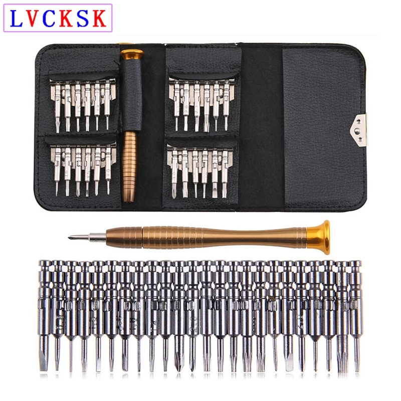 25pcs in 1 Glasses Repair Tools Set Wallet Screwdrivers Tool Kits Pouch Eyewear Accessories for Laptop Cell Phone Glasses Watch