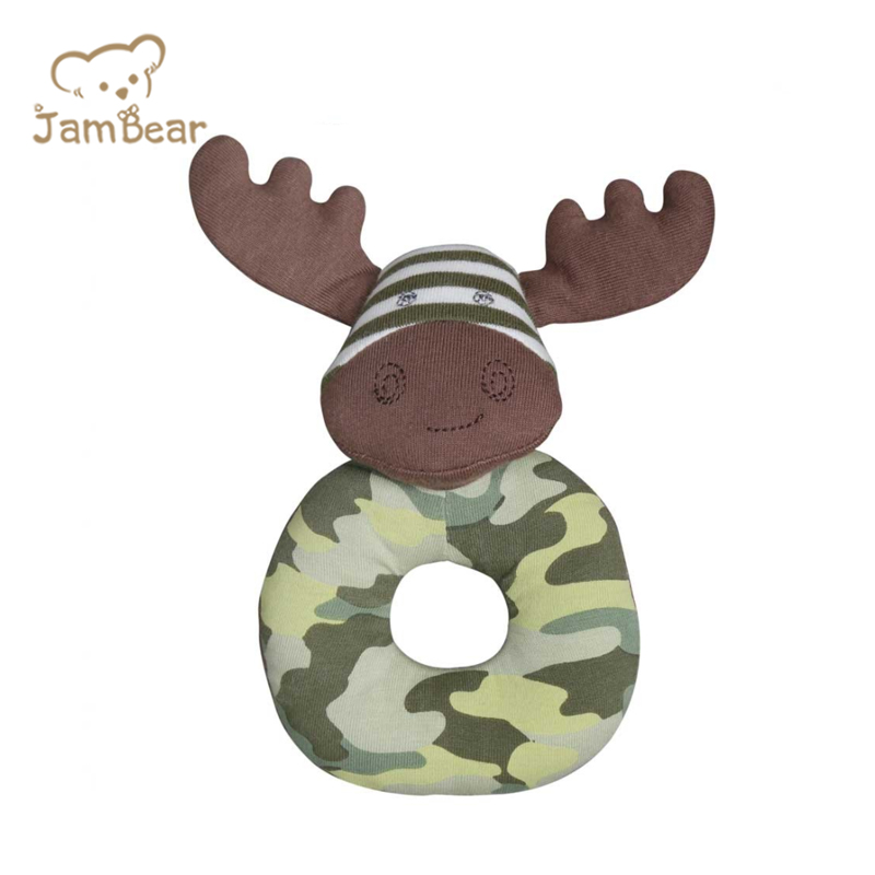 organic baby rattle crochet baby rattle for newborn Eco-friendly crochet baby rattle Organic Cotton infant sensory toy Milu deer