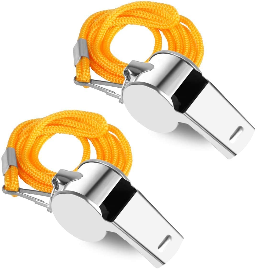 Outdoor Survival Whistle Silver Metal With Neck Chain Lanyard Police Bobby Lifesaving Judge Security Military Whistles Wholesale