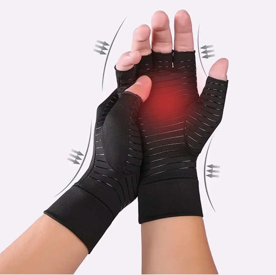 Антибактериальные Оригинальные перчатки для рук без пальцев, компрессионная облегающая медная перчатка от артрита