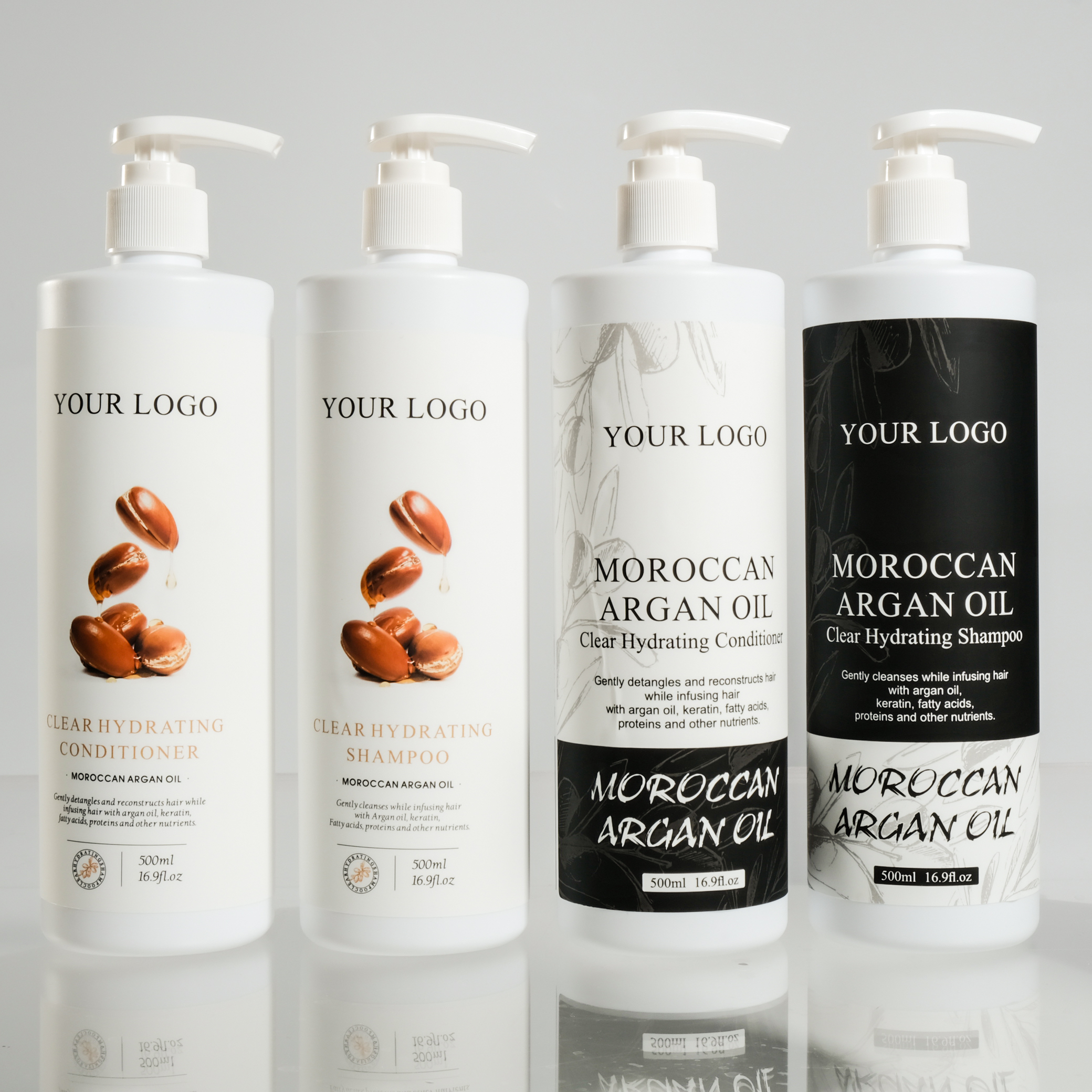 Wholesale custom natural moisturizing argan oil shampoo conditioner set