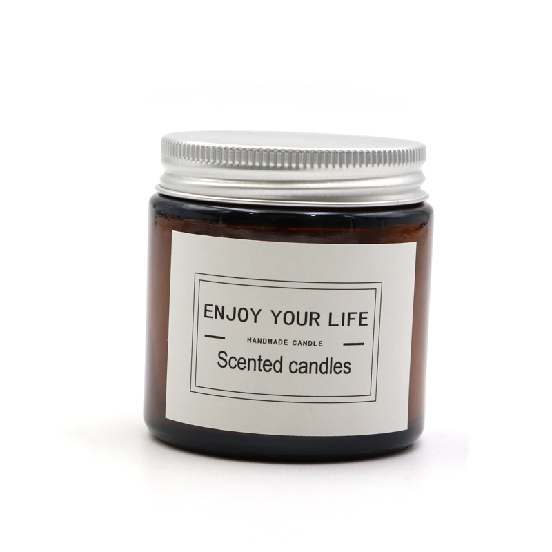 amber glass jar soy scented candle gift set