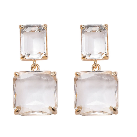 Korean New Style Luxury Elegant Shiny Square Crystal Dangle Earrings For Female Party Daily Jewelry