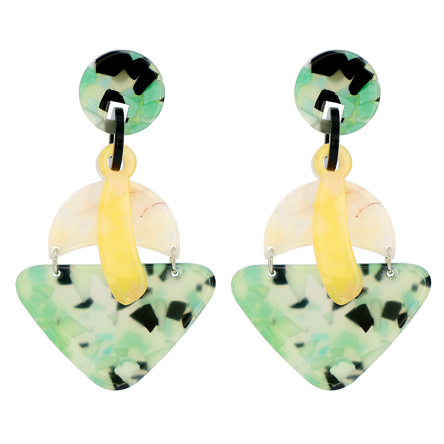 JJ54996 Personality Girl New Design Long Drop Acrylic Geometric Triangle Earring