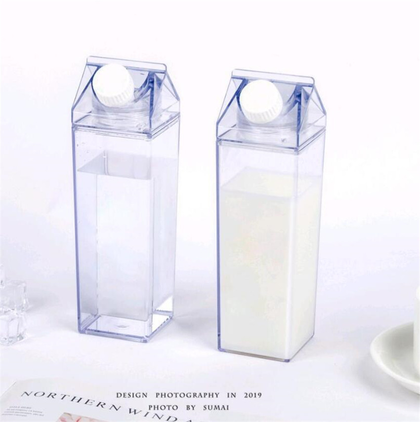 Clear Bpa Free 500ml Transparent Milk Carton Water Bottle With Custom Logo