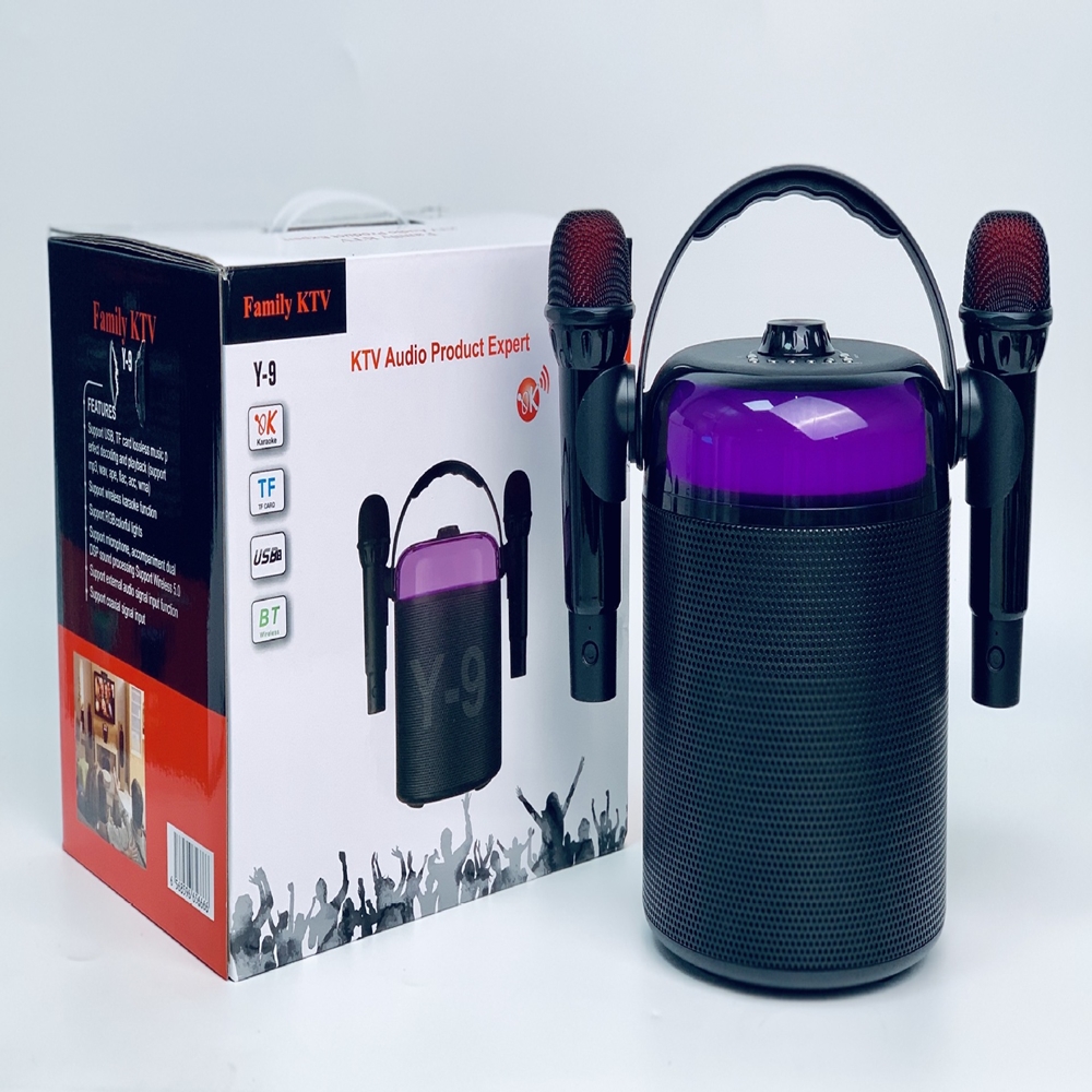 Лидер продаж amazon, сабвуфер Y9 20 Вт, динамик с двойными микрофонами для домашней вечеринки, KTV 2 в 1, портативный беспроводной караоке-динамик для улицы и дома Y9