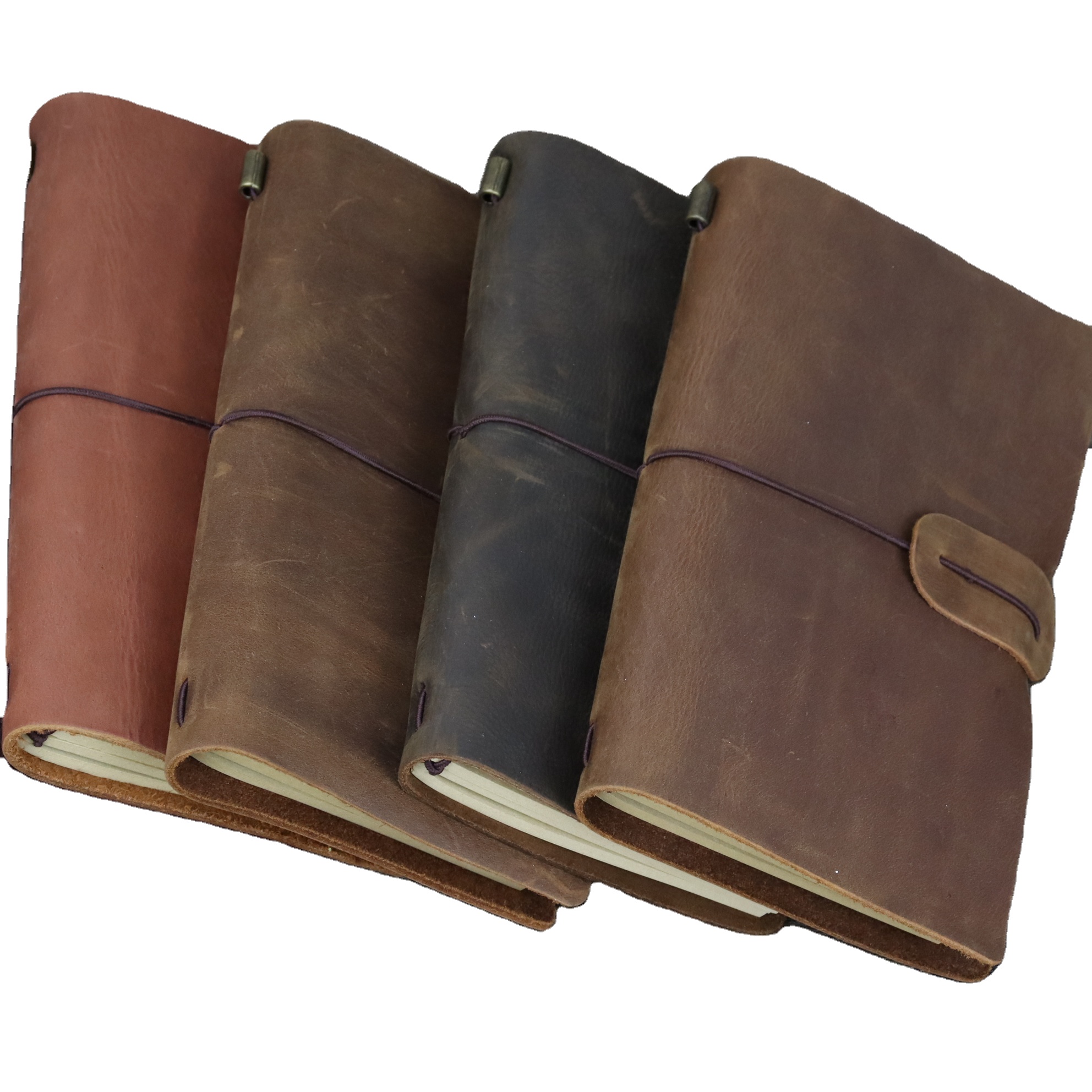 Handmade crazy horse leather notebooks in stock journal dairy notepad genuine leather soft planner notebook