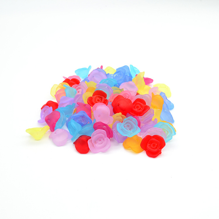 Multi Matt Color Acrylic Rose Flower Bead for Jewelry Making
