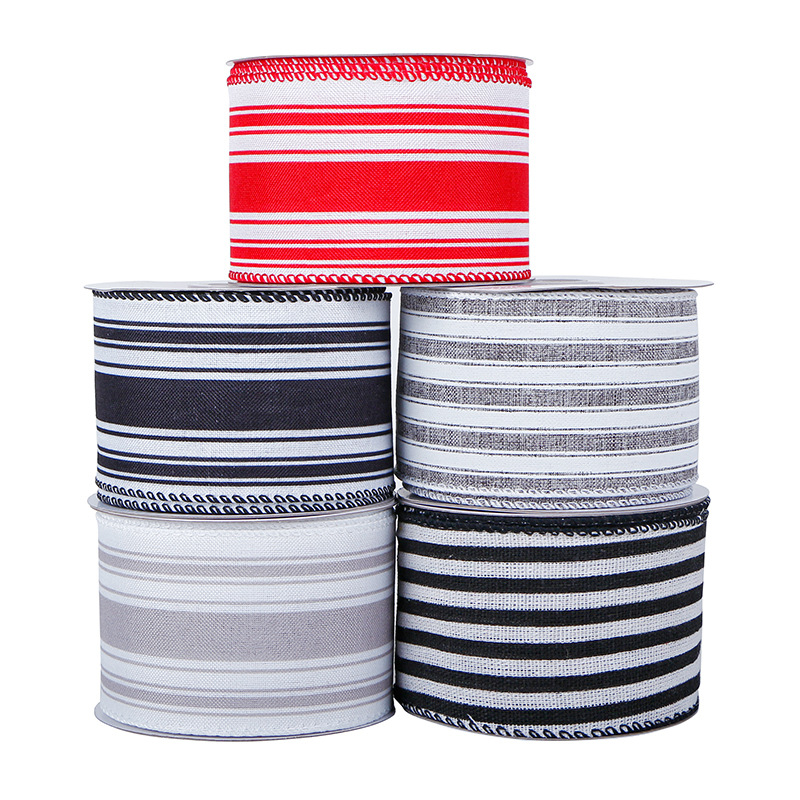 Yiwu 76mm wholesale amazon hot sale 63 candy red striped 2.5" christmas ribbon for decor assortment box 2021
