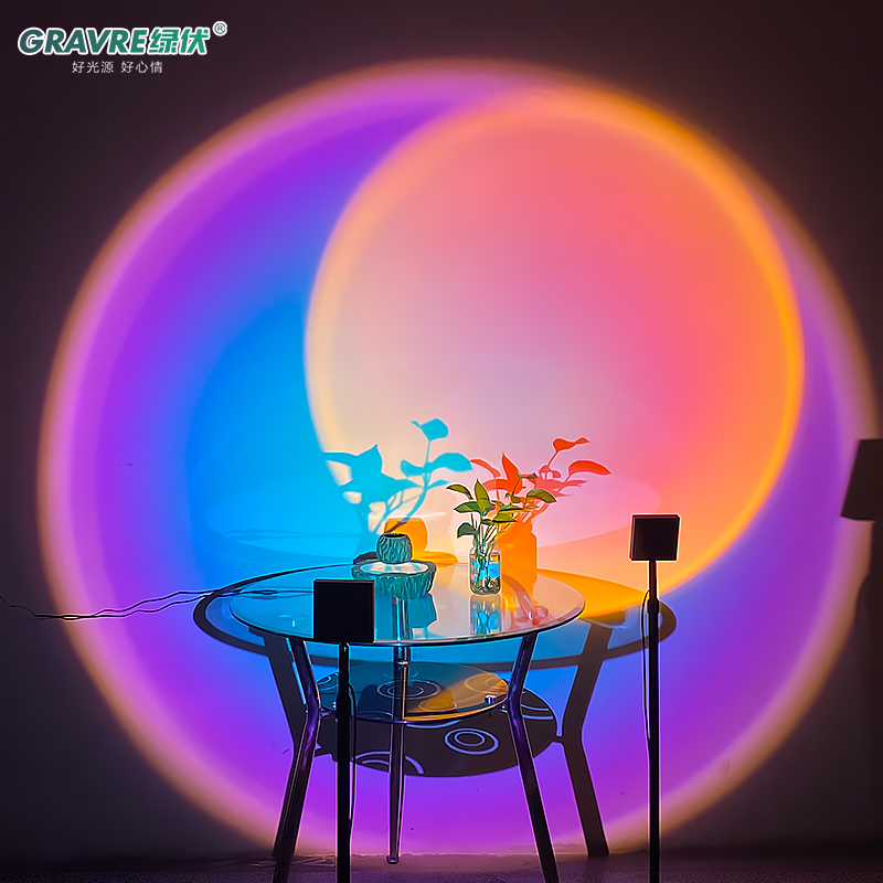 Напольная Лампа Sunsetlamp, 12 Вт, проектор, симфонический светильник, Современная Скандинавская Радужная декоративная настольная лампа для гостиной С закатом