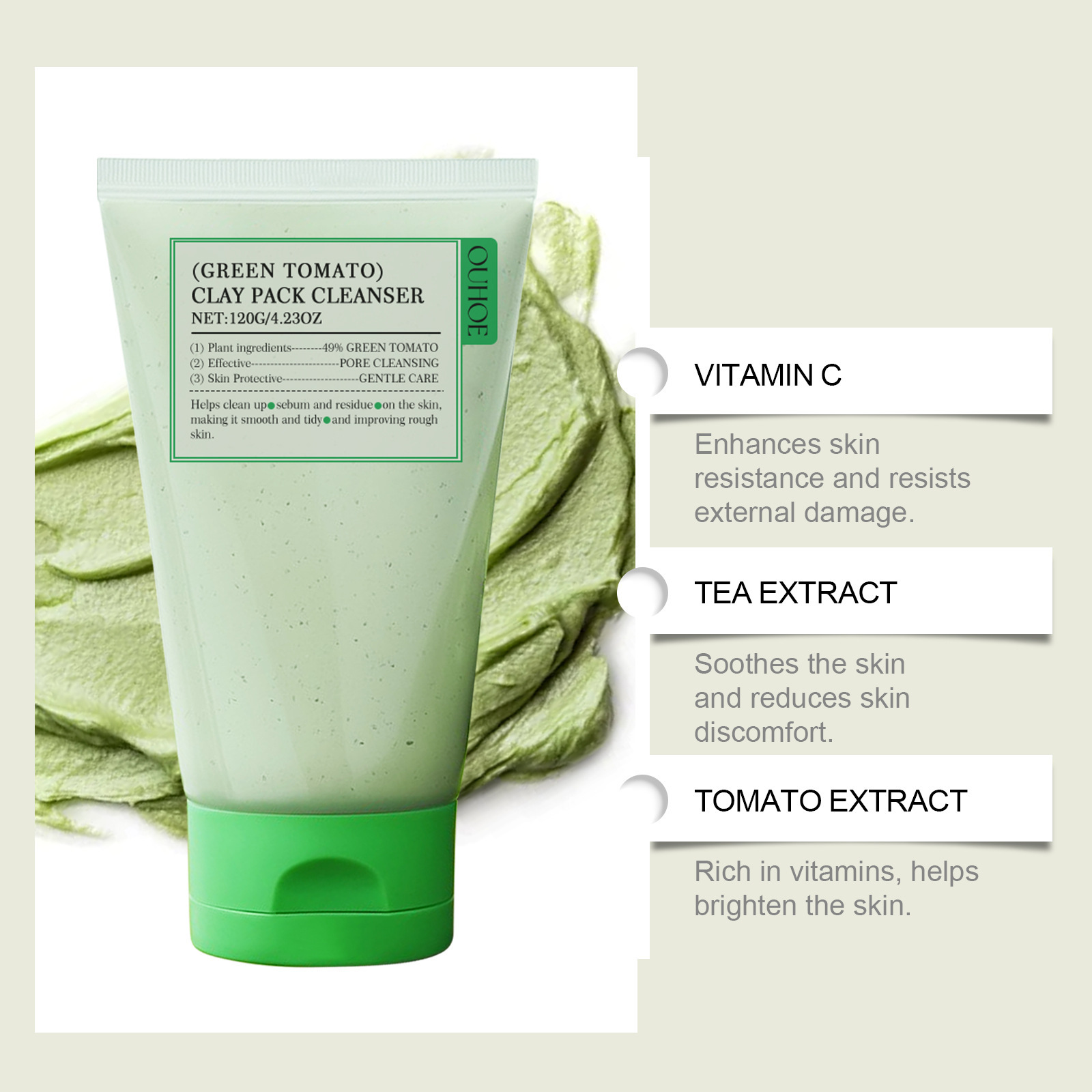 Factory Straight Green Tomato Cleanser Gently Cleans Pores and Balances Oils Refreshing and Nourishing Cleanser