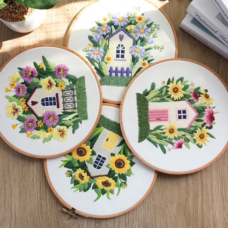 5463 DIY Embroidery Material Starter Kit Flowers Pattern Beginner Cross Stitch Craft DIY Embroidery Semi-finished Product Kits