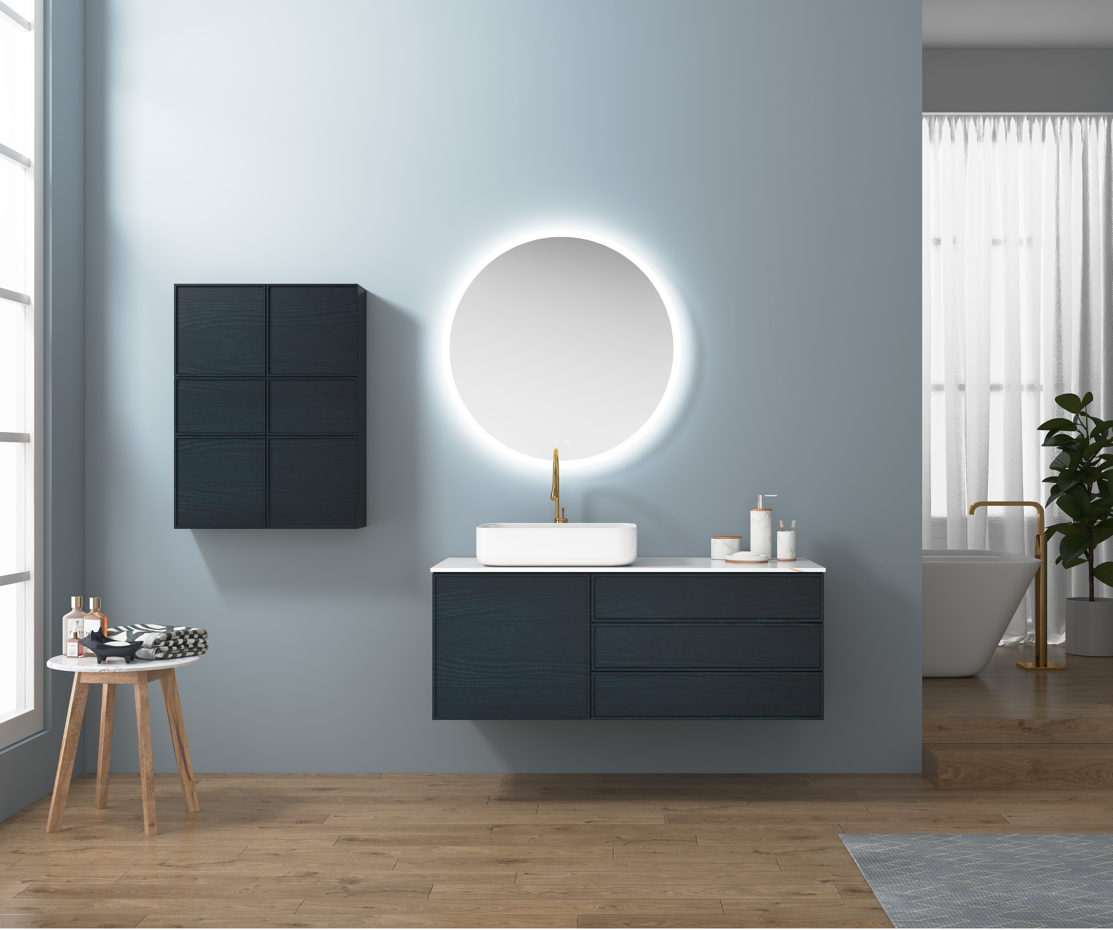 New design style arrival 2021 wall mounted bathroom furniture cabinet vanity for modern homes AJ-3011