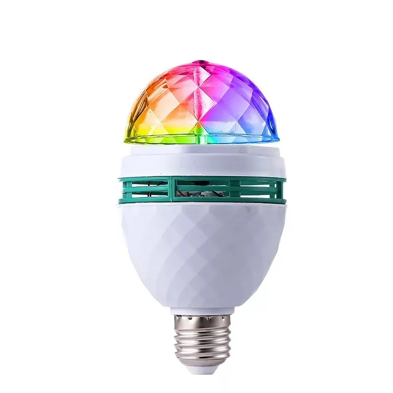 Wholesale Auto Mini Party Light Stage Lighting LED Bulbs E27 B22 3W Bulb Full Color RGB LED Plastic Rotating Lamp