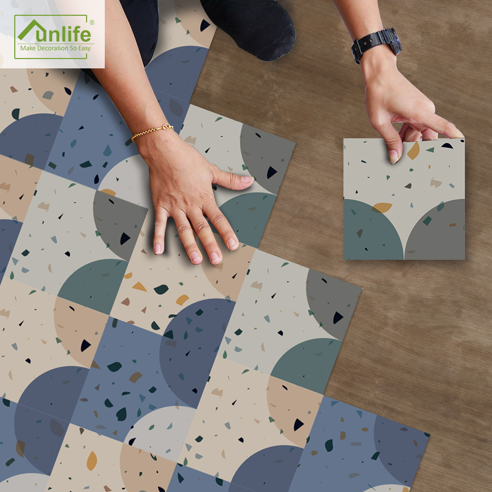 Funlife 10 шт. терраццо самоклеящиеся квадратный Twill пленка Нескользящая водонепроницаемая ПВХ пол стикер для ванной кухонная половая DB165