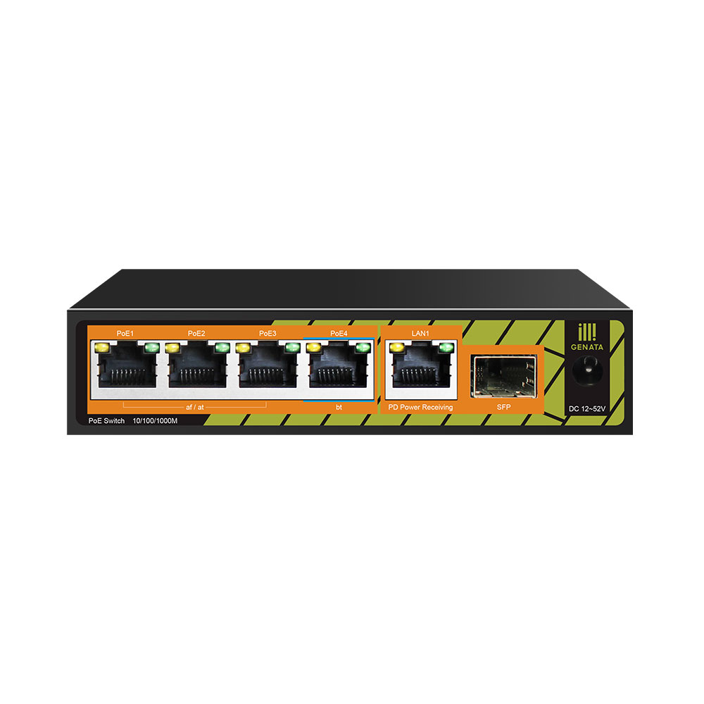 4 Порта OEM, полный гигабитный Ethernet-удлинитель PoE, коммутатор 48 В, Неуправляемый коммутатор PoE, поддержка 60 Вт с портом SFP