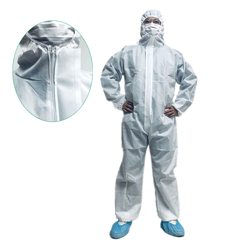TYPE 5 6 50gsm sms white DISPOSABLE overall asbestos fiber construction clothing safety gown SMS