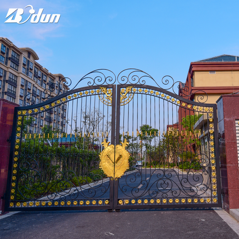 Wrought iron gate design driveway security gate decorative metal front door