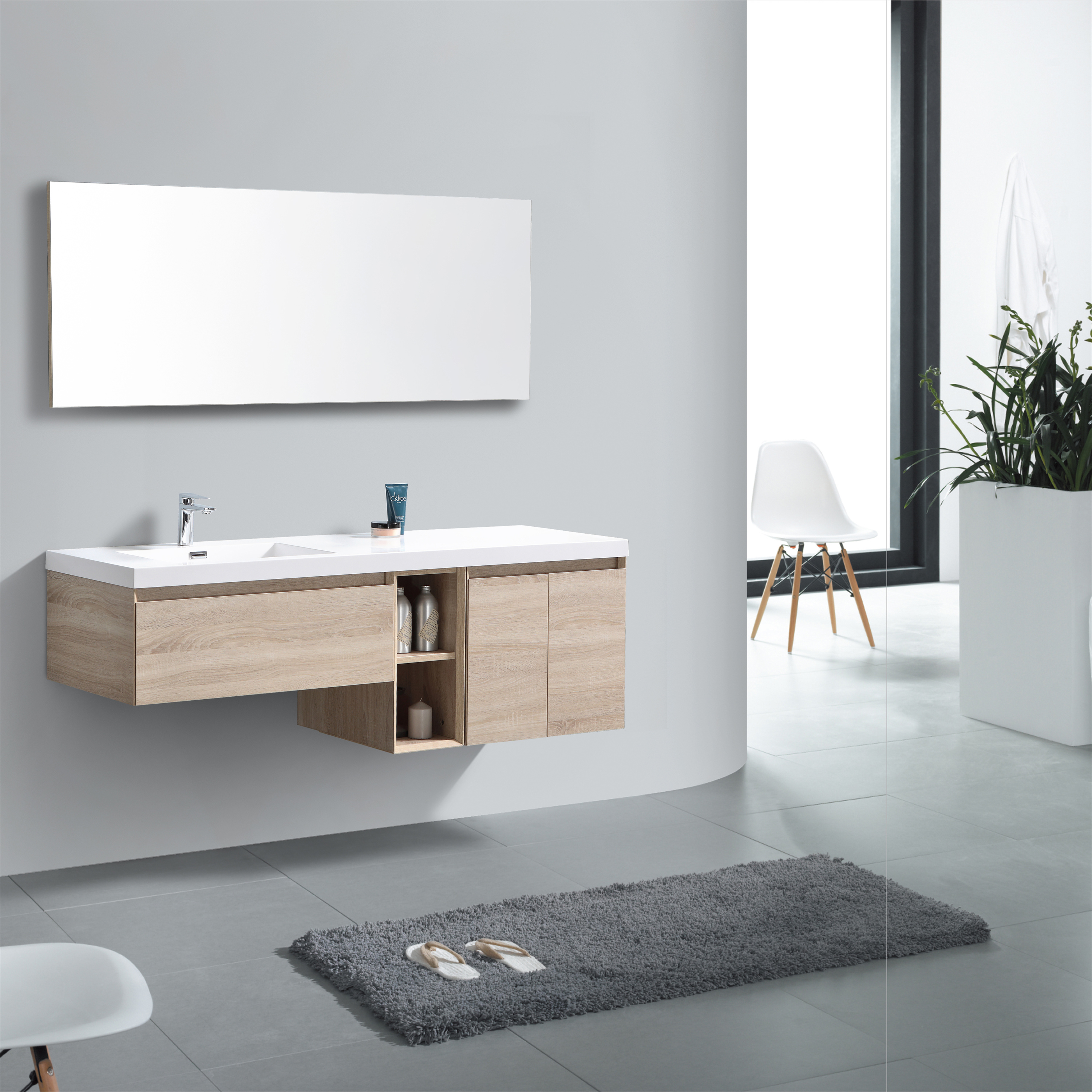 Customized Design Bathroom Cabinet With Mirror Modern Bathroom Cabinet with Integrated Sink